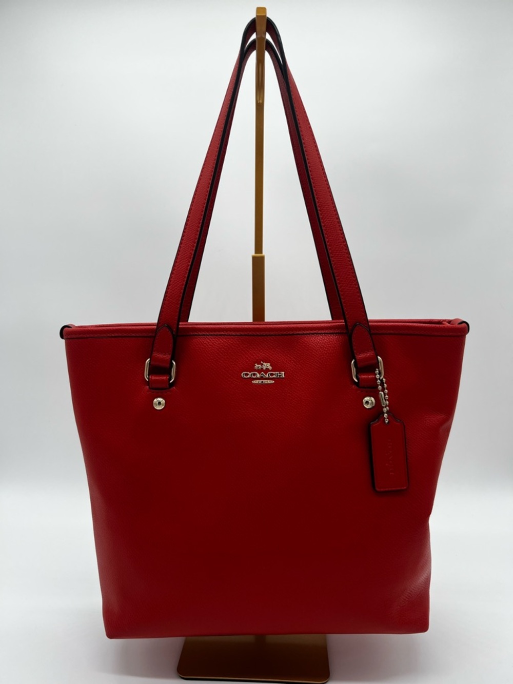 Coach City Zip Crossgrain Leather Shoulder Tote Bag F36632- Burnt ORANGE